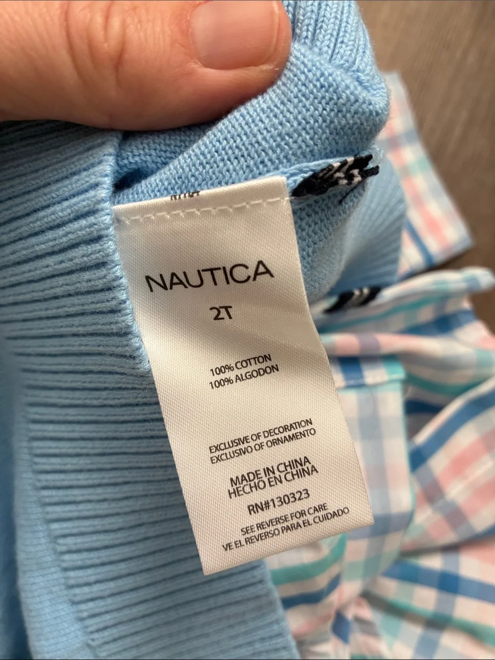 Nautica Light Blue Sweater Vest with Plaid Shirt - 2T
